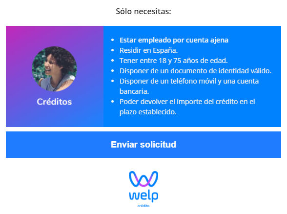 Requisitos necesarios para realizar la solicitud en Welp